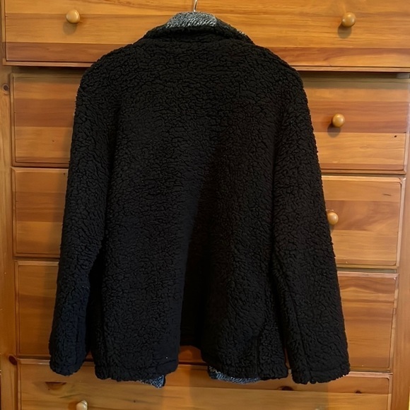 Sherpa Fleece Jacket Black Small Open Front Coat - Picture 4 of 4